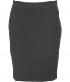 Luxurious skirt in black stretch wool - genius mix of cool, sexy and classic - slim waistband - darts shape pointy triangles, the effect: an intricate appeal and a super slim silhouette - typical pencil skirt, figure hugging and comfortable due to stretch content - classic knee length - elegant basic skirt, versatile to combine - pair with a blouse and pumps, a tunic and sandals or a jeans jacket and gladiator booties