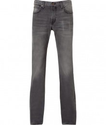 Classic slim medium grey straight leg jeans - These stylish five-pocket jeans have a modern slim cut - Cool faded grey color perfect for everyday wear  - Style with a plaid button down and boots - Pair with a cashmere pullover and a leather jacket