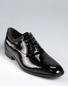 Smooth, shiny patent leather shoes add and extra dimension of style to your refined attire.