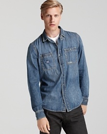 Diesel's chambray button-up shirt boasts perennial cool.