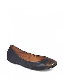 Snake-embossed cap toes take these Sam Edelman ballet flats from staid to downright sensual.