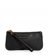 Compact yet incredibly chic, this supple leather wristlet from Marc by Marc Jacobs is the perfect style solution for a night out on the town - Small rectangular size, top zip closure, front logo plaque - Wear with a cocktail-ready look