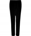 Ultra stylish black velvet pants from LAgence - With an on-trend harem silhouette, these velvet pants combine edge and sophistication - Harem silhouette, elastic waistband, tapered leg, stripe detail - Style with a bustier-style tank, a boyfriend cardigan, and platform wedges