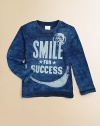 Your little one will love smiling wide in this comfy tee washed to look like well-worn denim.CrewneckLong sleevesCottonMachine washImported