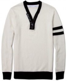 Riding the zip line: Sean John gives the classic V-neck sweater a modern makeover.