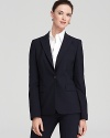 A sleek silhouette and sharp shoulders infuse with this BOSS Black blazer with strong femininity. Pair with BOSS Black suiting pants for a classic 9-to-5 approach, or style with skinny jeans for all your after-hours adventures.