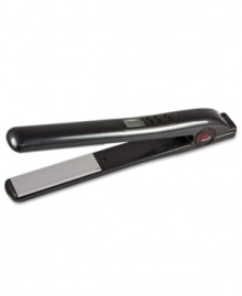 Be glamorous! This Titanium Ceramic flat iron from CHI Home features curved edge plates and an anti-slip balanced design to straighten, smooth, flip, curl and wave hair while creating volume and movement. The tool combines titanium and ceramic technology to help prevent damage to hair and scratch resistant plates offer superior glide and optimum heat performance.