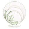 An instant classic from Kate Spade, the Gardner Street Green dinnerware collection is the definition of contemporary elegance. Green stems of foliage flourish on fine white bone china, creating a stylized two-tone floral motif to freshen up your table. Platinum edges add a touch of luxurious shine. Dishwasher safe.