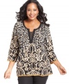 Snag a standout look with JM Collection's plus size tunic top, flaunting a vivid print!