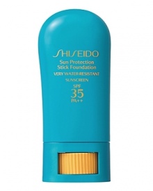 Shiseido Sunprotect Stick Foundation SPF 35. A treatment-enriched stick foundation that defends against powerful UVA/UVB rays as it provides a sheer natural finish. Glides on effortlessly to give skin a smooth radiant look Unites optimal sun protection with skin-caring makeup. Provides excellent hydrating benefits to fight dryness and maintain skin's optimal moisture and softness. Resists perspiration and water to remain fresh for hours. Contains Thiotaurine, an antioxidant that neutralizes free radicals. Minimizes imperfections with a natural dewy finish. Recommended by the Skin Cancer Foundation as an effective UV sunscreen. Make suncare a part of your daily skincare regimen.