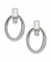 Channel the spirit of the 80s in chic, door knocker style. Lauren by Ralph Lauren earrings feature an oval hoop and post setting crafted in smooth, silver tone mixed metal. Approximate drop: 1-1/4 inches.