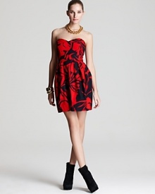 Shoshanna Dress - Mia Tropical Print Strapless Dress