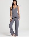 DKNY's basic pajama set is all dolled up with chiffon trim and a chic, oversized bow.