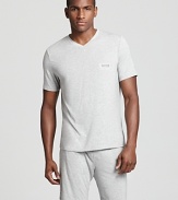 Add luxe appeal to your loungewear with a soft modal-blend V-neck tee from BOSS Black.