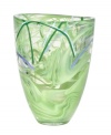 With a lime-green haze and hand-applied bands of eye-catching color, each Contrast vase from Kosta Boda is completely unique. A simple shape showcases each stroke and swirl with true artistry.