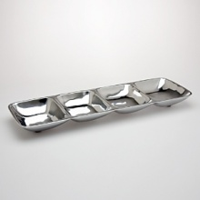 Use these metal multi-functional serving pieces for snacks and condiments.