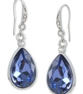 Make a stunning ascension with this pair of drop earrings from Carolee. Crafted from silver-tone mixed metal, the earrings feature a faceted blue stone and shimmering glass accents. Approximate drop: 1-5/8 inches.