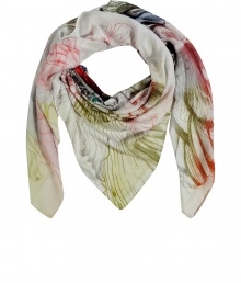 With a fantastical creature print and soft multi-coloring, McQ Alexander McQueens artful scarf lends a unique edge to any outfit - Stitched edges - Wear with an oversized tissue tee and edgy coated skinnies