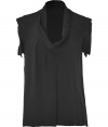 Elegantly tailored separates anchor any wardrobe, and Steffen Schrauts black silk blouse is a ready addition this season - Moderately loose, slim cut - Chic cowl neck, oversize half sleeves and drape detail at front - Versatile style seamlessly transitions from work to weekend - Pair with skinny denim, leather pants, dress trousers or a pencil skirt