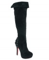 Adorn yourself in the sexy Vickki platform dress boots by Betsey Johnson. They feature corset lace-up detail along the back and a tall zipper closure.