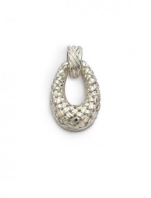 THE LOOKBasketweave collectionBasketweave textured designPerforated accentsSterling silver setting Latch closure THE MEASUREMENTLength, about 1.75ORIGINMade in USAPlease note: chain not included. 