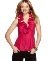 Be a bright light in a big city or small town with this ruffle collar blouse from Rampage featured in a super rich hue!