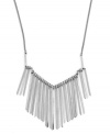 The style report says...fringe is in! BCBGeneration's latest fave features a chic fringe design crafted from silver tone mixed metal. Approximate length: 16 inches. Approximate drop: 4 inches.