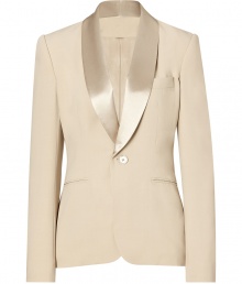 Invest in elevated style with this ultra-luxe blazer from Ralph Lauren - Satin detailed wide lapels, single button closure, single chest pocket, two welt waist pockets, tailored fit - Pair with slim fit trousers, a sleek button down, and classic pumps