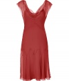 Infuse your cocktail-ready look with this figure-flattering silk dress from Alberta Ferretti - Draped cowl neckline, cap sleeves, sheer overlay and solid underlay, bias-cut fitted silhouette - Wear with sky-high platforms, a slim trench, and a studded clutch bag