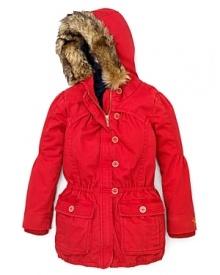 Juicy Couture Girls' Faux Fur Trim Patch Pocket Parka - Sizes 2-6