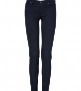 Set the foundations for cool daytime looks with Seven for all Mankinds figure-hugging Second Skin jean leggings - Classic five-pocket style, button closure, zip fly, signature embroidered back pockets - Mid-rise, extra form-fitting - Pair with a light cashmere pullover and flats, or a tunic top and statement ankle boots