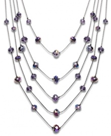 Lighten up! The airy, lightweight look of Carolee's five-row illusion necklace is anchored by pretty purple glass rondelle beads. Made in mixed metal, it's a chic and unique addition to your wardrobe. Approximate length: 17 inches.