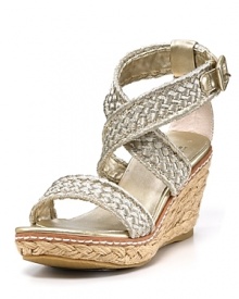 She can reach for the stars in these posh Stuart Weitzman wedges with braided metallic straps and an espadrille heel.