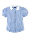 Airy, striped woven cotton adds subtle charm to a short-sleeved haberdashery-inspired shirt.