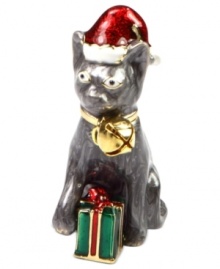 It's Santa Paws! Jones New York unveils a special holiday keepsake box crafted from mixed metal with colorful details for a vibrant touch. Approximate length: 2 inches. Approximate width: 3/4 inch.