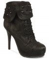 Sexy and tall. Fergie's Battle platform booties are equipped with all the stylish details you love, from the sexy heel to the lace-up shaft and studded ankle cuff.