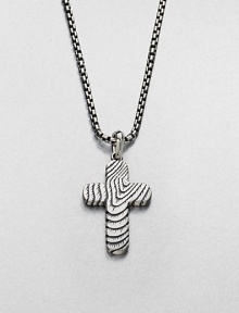 Impeccable craftsmanship and detail defines this cross pendant of sterling silver, complemented by a signature box chain necklace.Sterling silverLength, about 22Imported