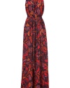 Take your Boho-chic look into the new season, starting with Rachel Zoes eye-catching printed silk maxi dress - Deep V-neckline, sleeveless, self-tie sash around the waist - Loosely tailored top, long flowing skirt - Wear with sky-high platforms and a statement leather shoulder bag