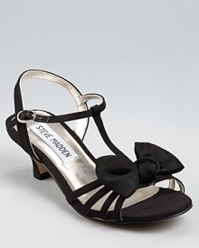 With its delicate strap upper and lighter-than-air look, Steve Madden offers up elegant heels with a bow adorning the toe.