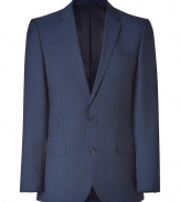 Add instant elegance to your workweek look with this sophisticated blazer from Hugo - Narrow lapels, two-button closure, single chest pocket, front flap pockets, slim fit, double back vent - Pair with matching pants and a striped button down