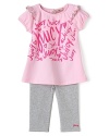 Make playtime a stylish affair with a logo tee and legging set from Juicy with delicate ruffle details.