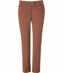 Better than your average casual basic, these ultra-chic cropped chinos will update your workweek favorites - Wide waistband, belt loops, off-seam pockets, back welt pockets, straight leg with creasing, cropped - Wear with a cashmere sweater or silk blouse and classic pumps