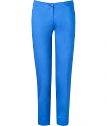 Liven up your new season wardrobe with Etros bright blue ankle trousers - Flat front, side and back slit pockets, zip fly, button closure, slit ankles - Fitted - Wear with nude-hued tops and fun flats