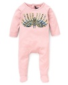 Little Marc Jacobs go-to romper in soft pink gets spiced up with a cute graphic print.