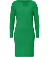 Detailed in a bright shade of meadow green cashmere-silk, Ralph Lauren Blacks luxe knit dress is as uplifting as it is chic - Boat neckline, long sleeves, dropped shoulders, pull-over style - Form-fitting - Wear with heels and statement gold jewelry