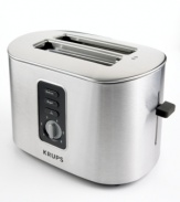 This elegant toaster from Krups will soon become a fixture in your kitchen, making crisp, perfectly prepared toast within its stylish brushed stainless steel housing. One-year warranty. Model TT6170.