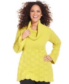 Fall in love with Style&co.'s cowlneck plus size sweater, featuring charming crochet accents.