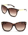 Rock the hottest sunnies silhouette in Jimmy Choo's cat eye frames, featuring gold detailing and an engraved logo.