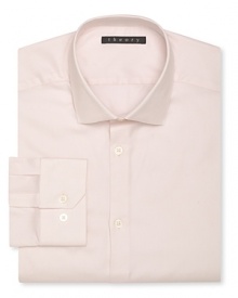 Soft and with a bit of stretch, this solid Theory dress shirt adds form and function to your refined wardrobe.