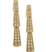 Line up your new look! Stations glow with rows of Colorado topaz glass accents on these linear earrings from Alfani. Crafted in gold tone mixed metal. Approximate drop: 2-3/4 inches.